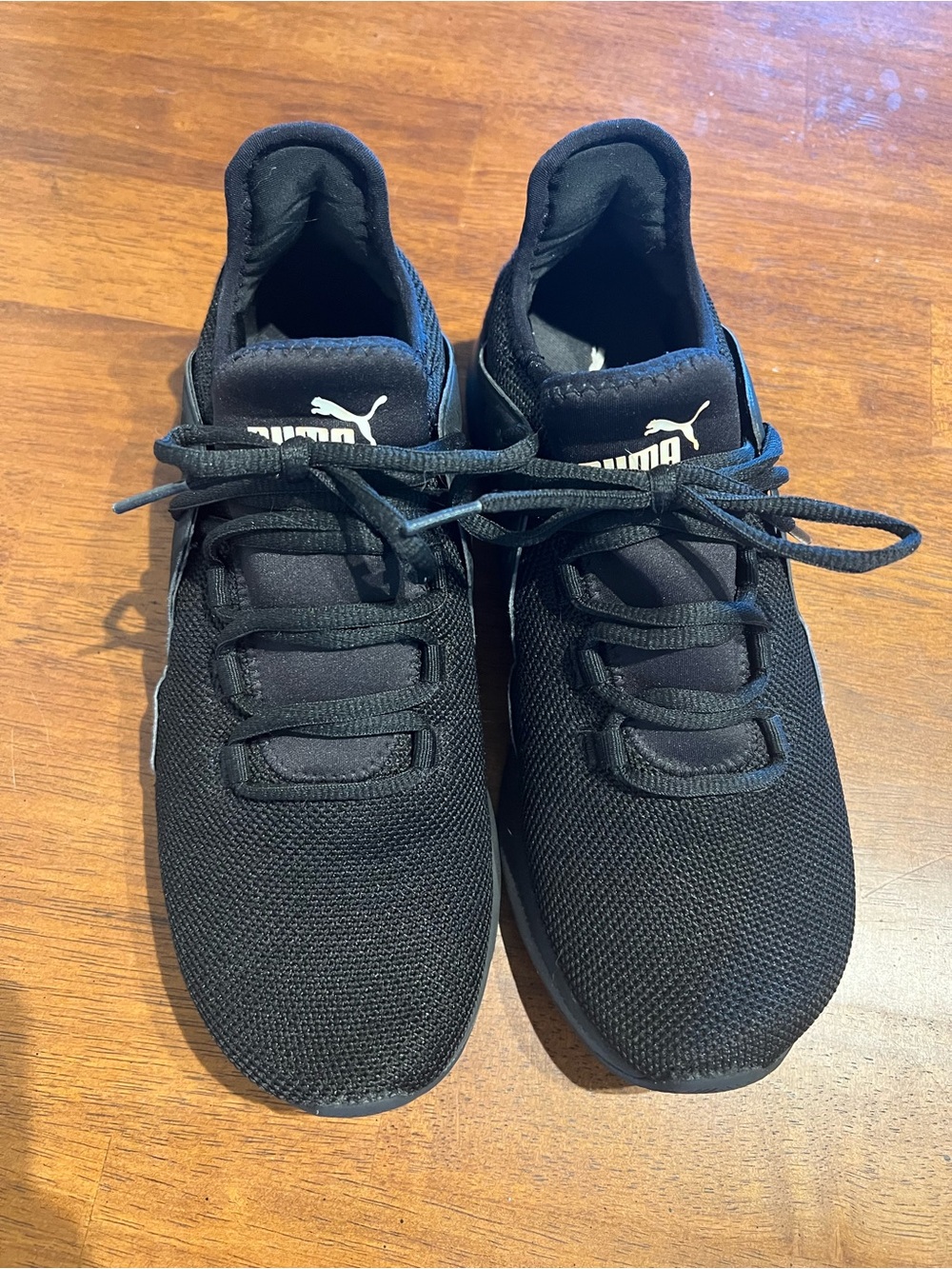 Puma All-Black Knit Lace-Up Sneakers